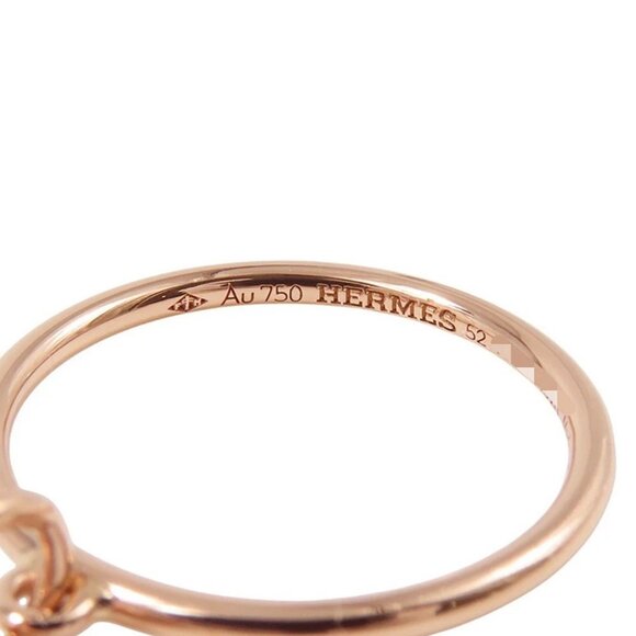 HERMES Gambade Clous de Sel Sellier Ring Size 52/#12 18K Pink Gold - Picture 6 of 11